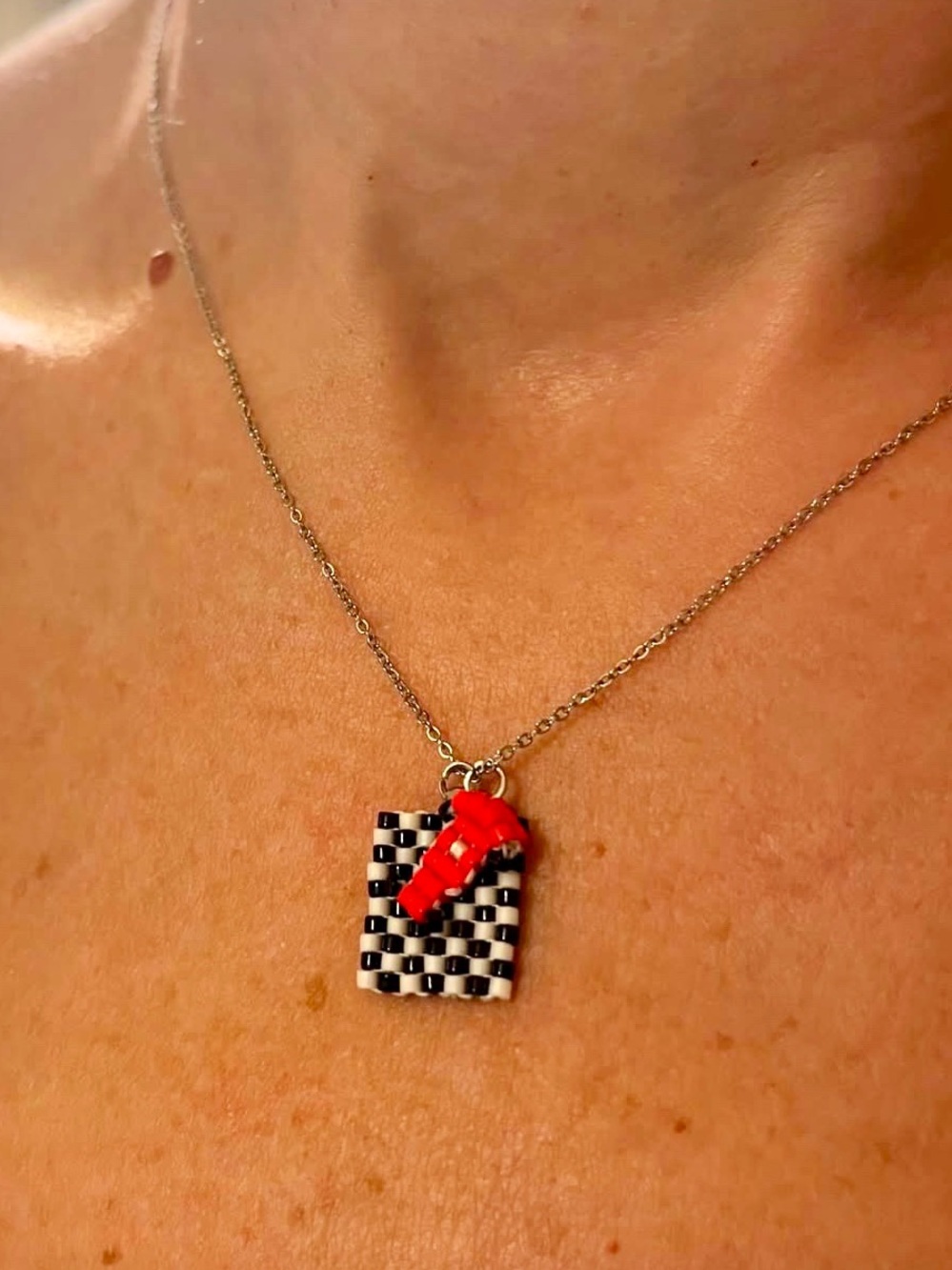 F1 Racing Car Necklace | Checkered Flag Motorsport Jewelry | Racing Fan Gift 🏎️🏁